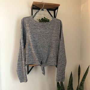 American Eagle Striped Long-sleeve Crop Top